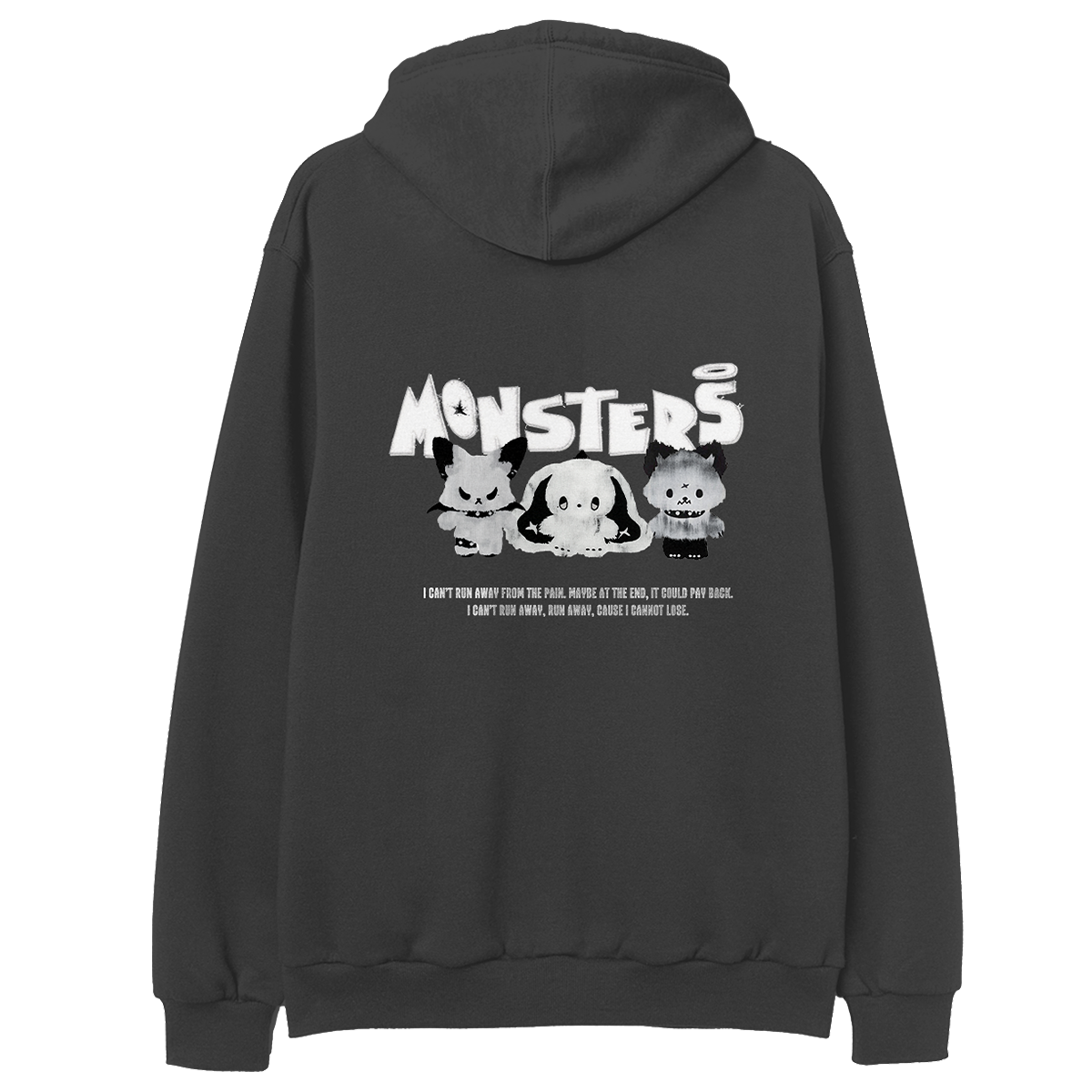 pullover hoodie back with monsters artwork